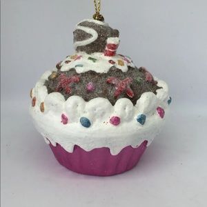 New Christmas Tree Ornament Funky Cup Cake Holiday Decor Hand Painted Frosted
